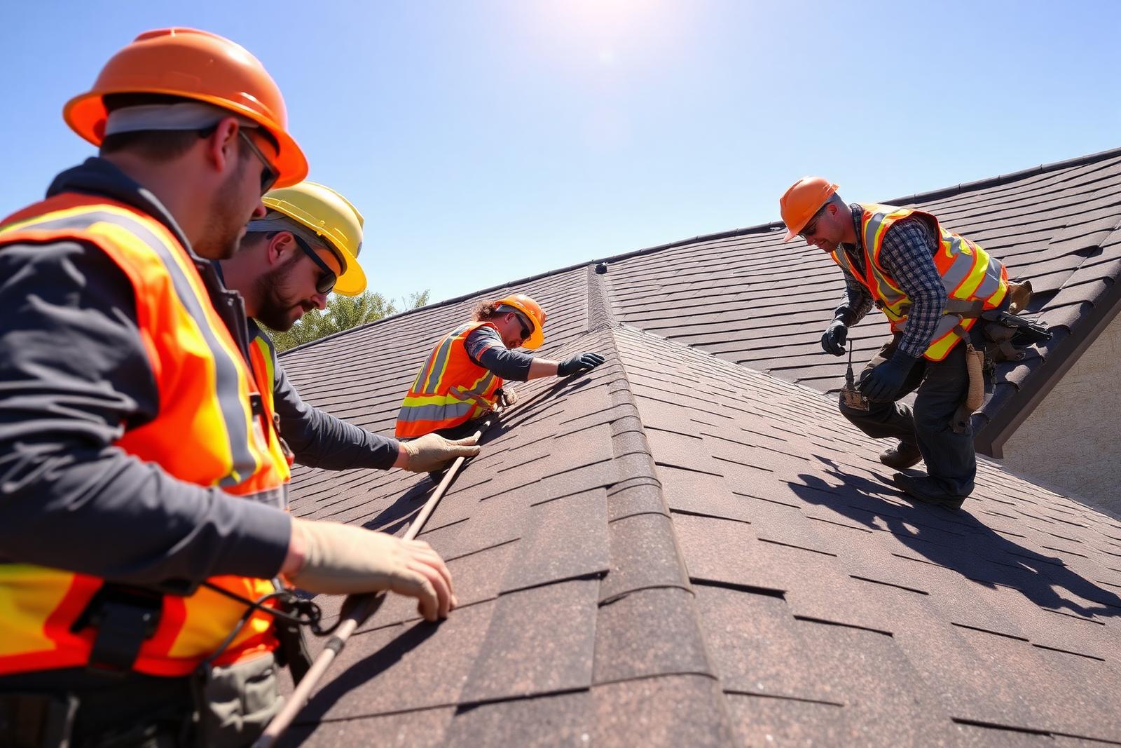 Apex Roofing crew installing shingles